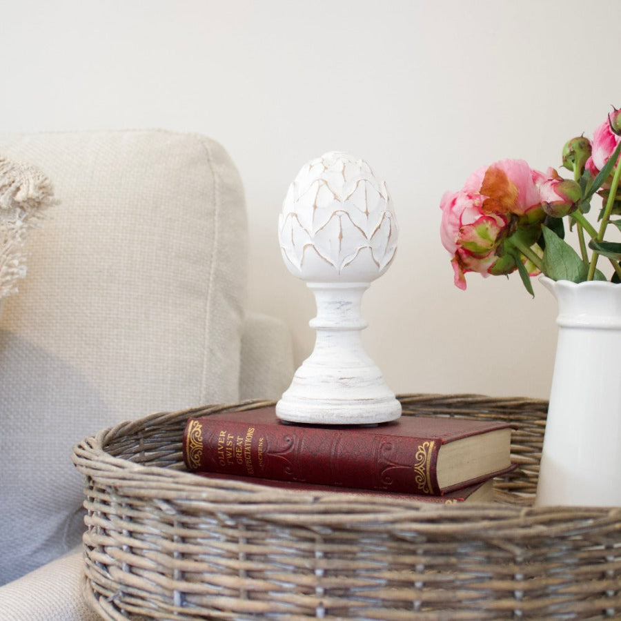 Distressed White Wooden Artichoke