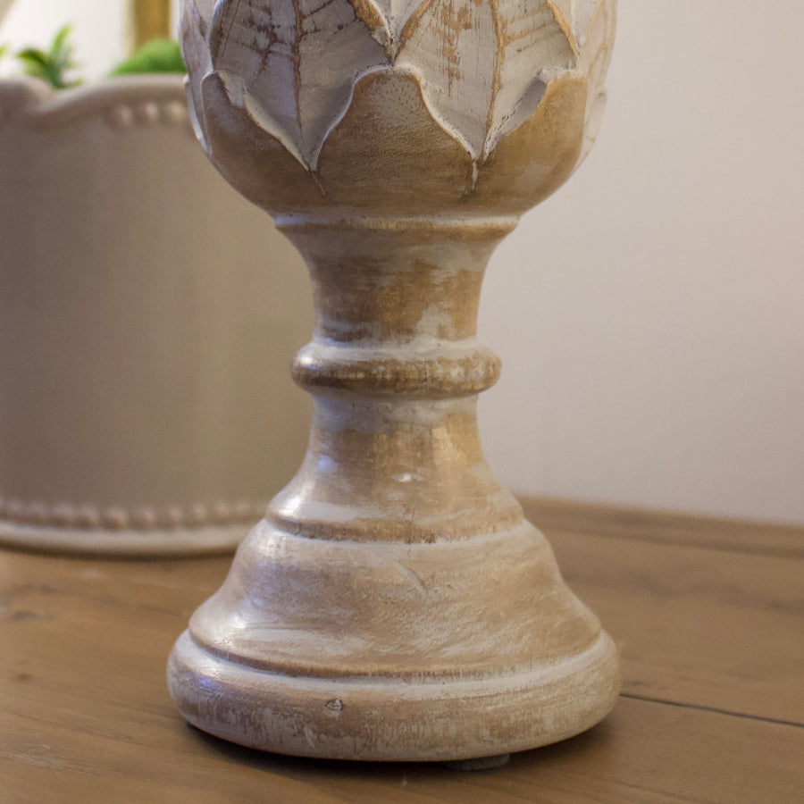 Distressed Grey Wooden Artichoke