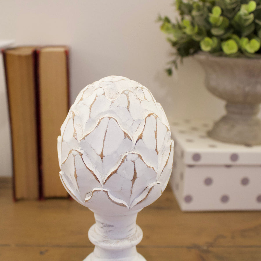 Distressed White Wooden Artichoke