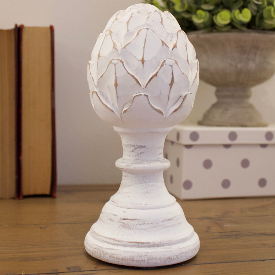 Distressed White Wooden Artichoke