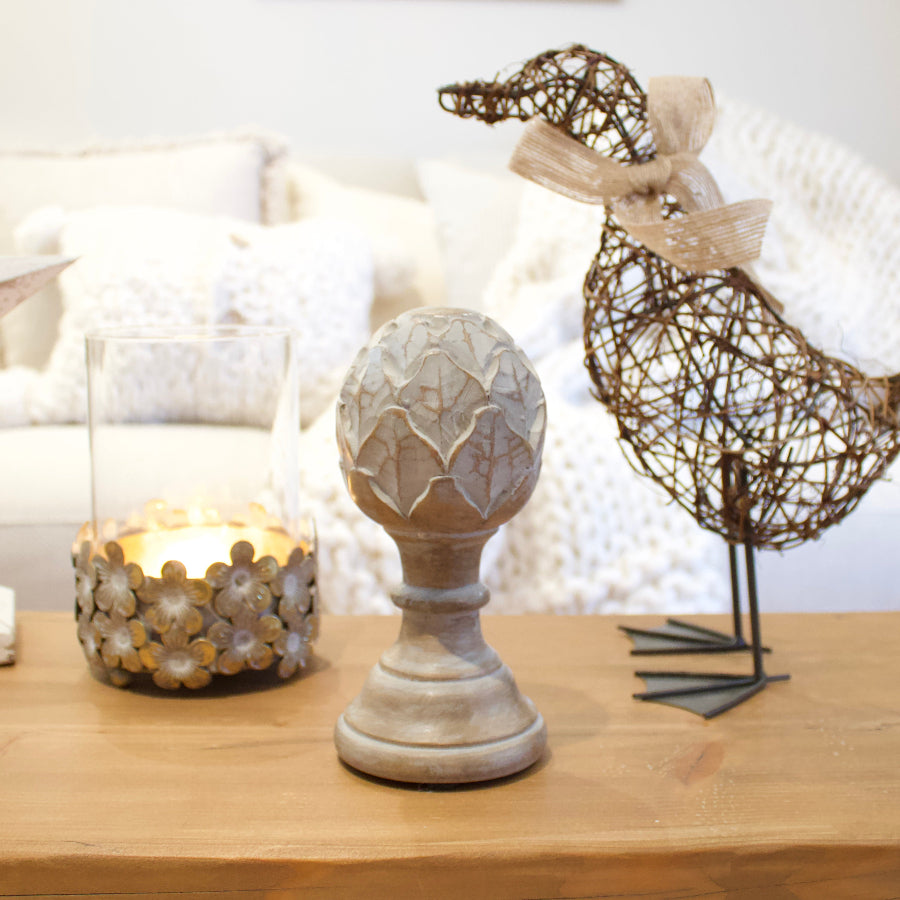 Distressed Grey Wooden Artichoke