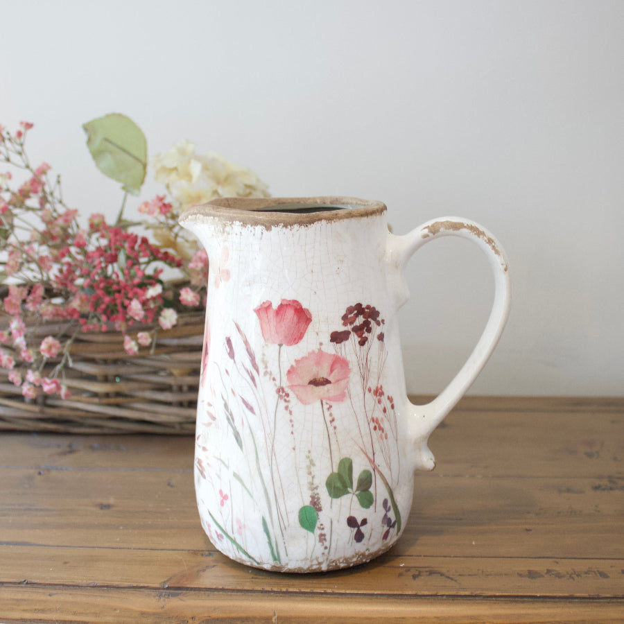 Rustic Pink Flower Design Decorative Jug