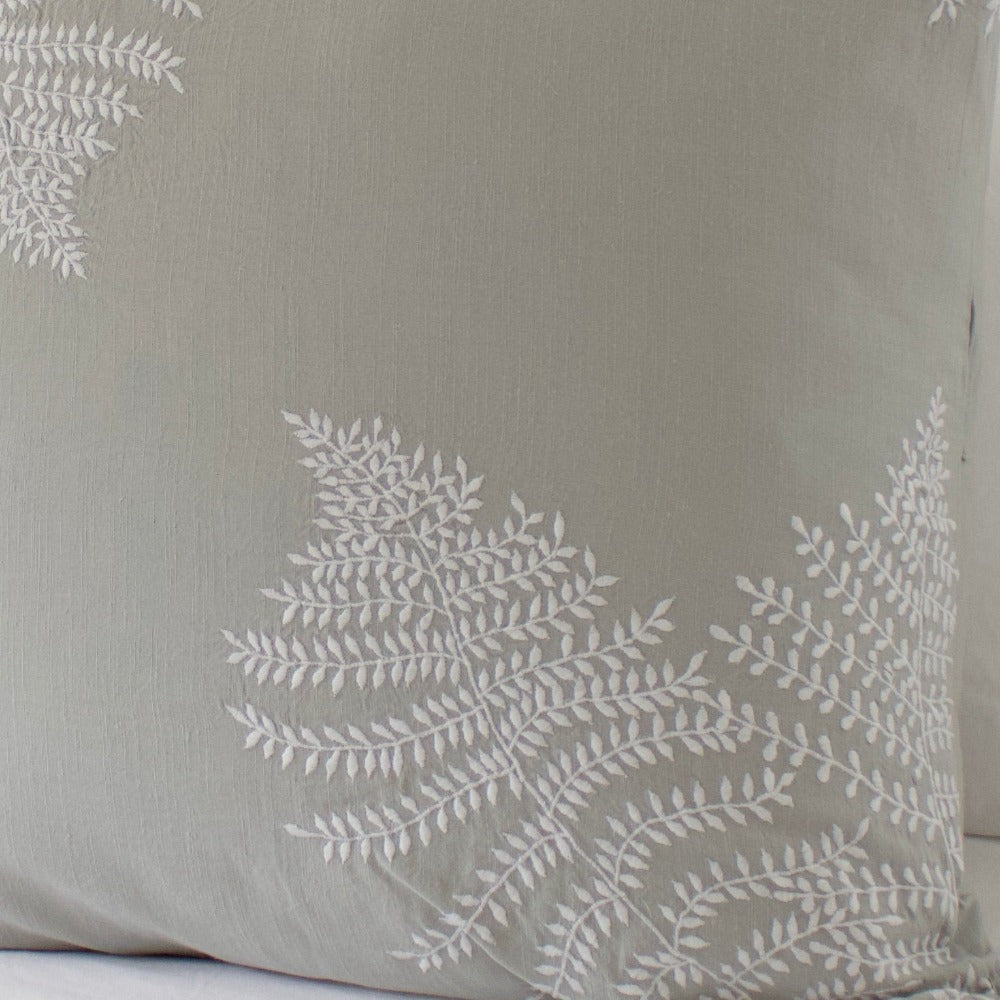 Large Hand Embroidered Fern Cushion