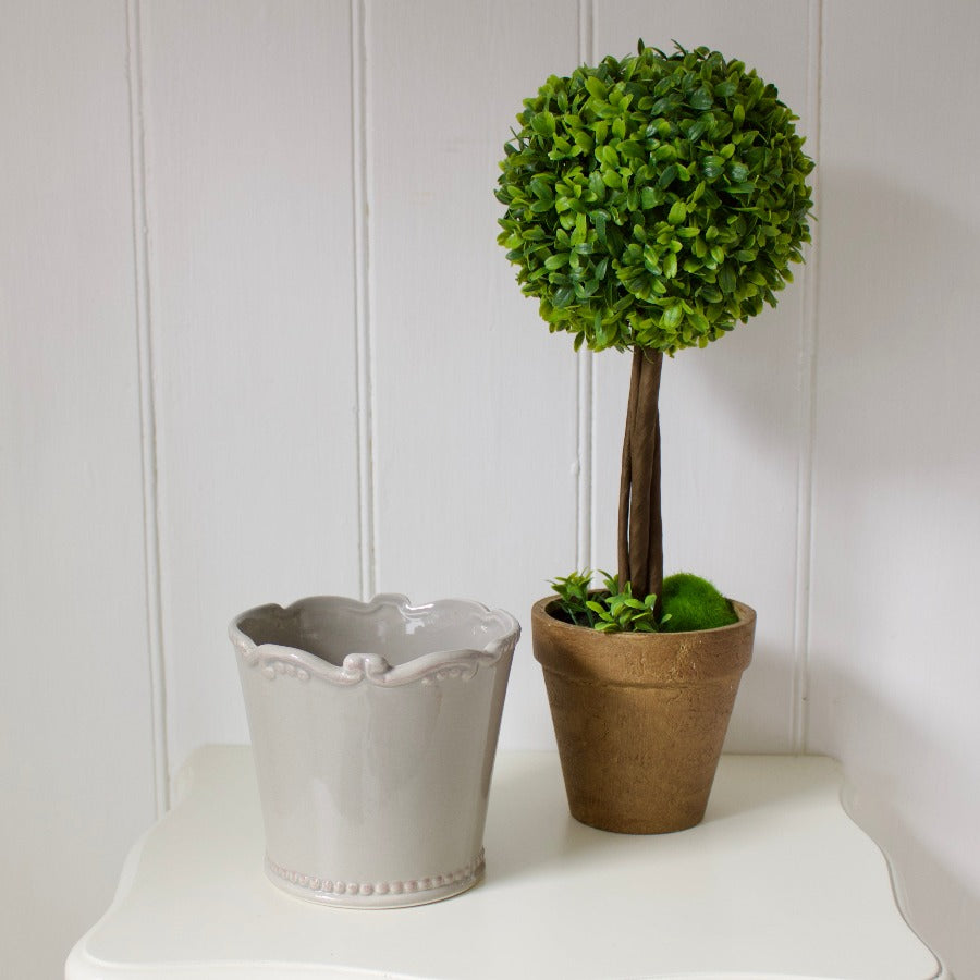 Grey Ceramic Fleur De Lis Pot