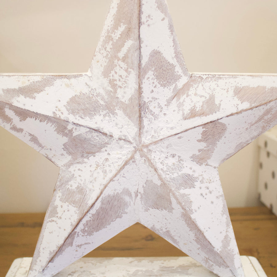 Rustic White Standing Wooden Star