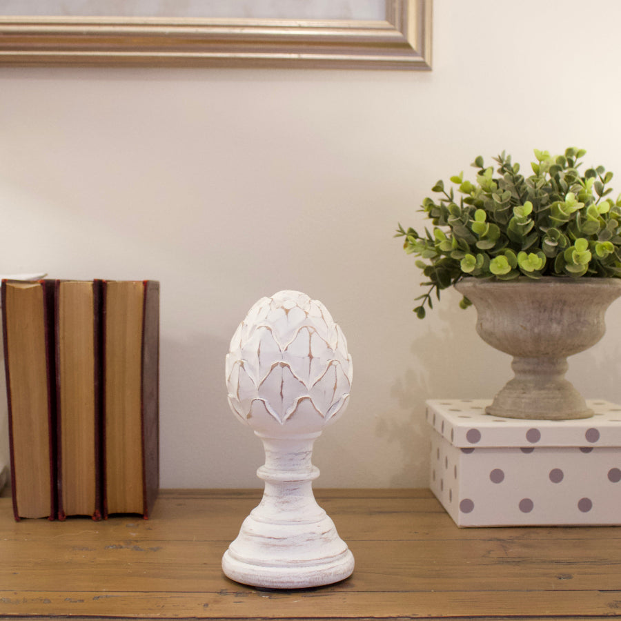 Distressed White Wooden Artichoke