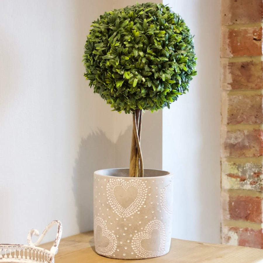 Grey Polka Dot Cement Heart Pot