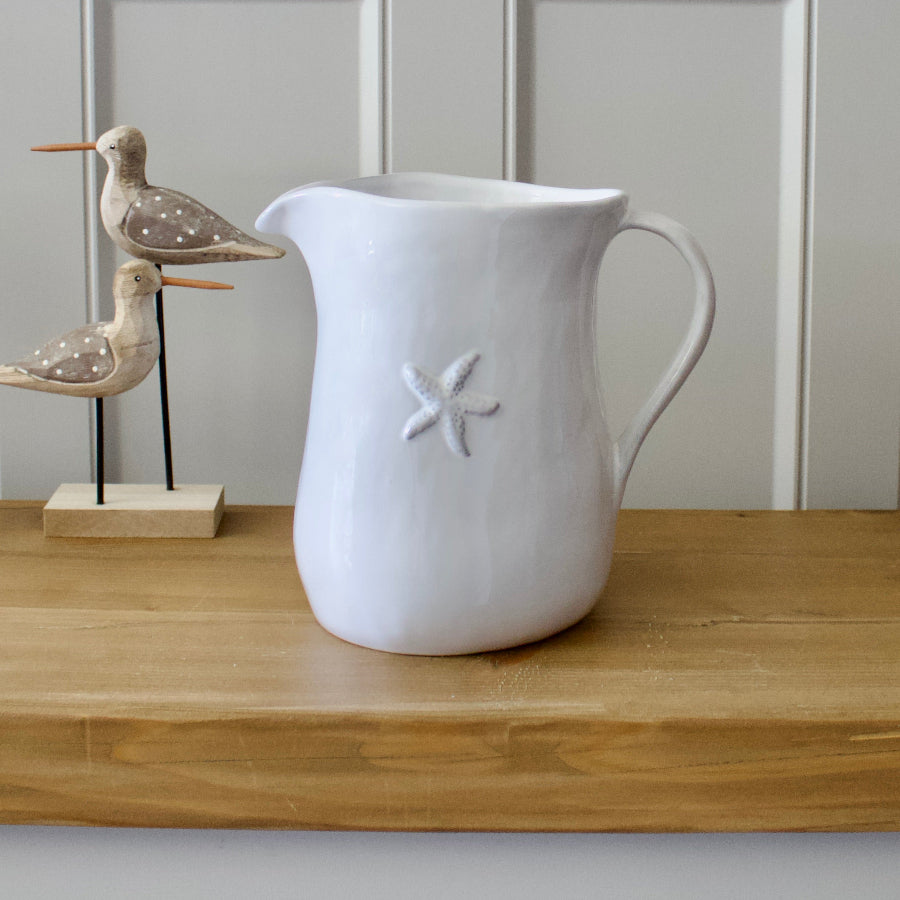 White Ceramic Starfish Jug