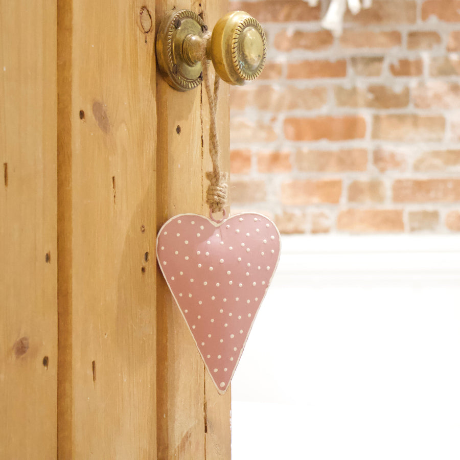 Pink Polka Dot Hanging Heart