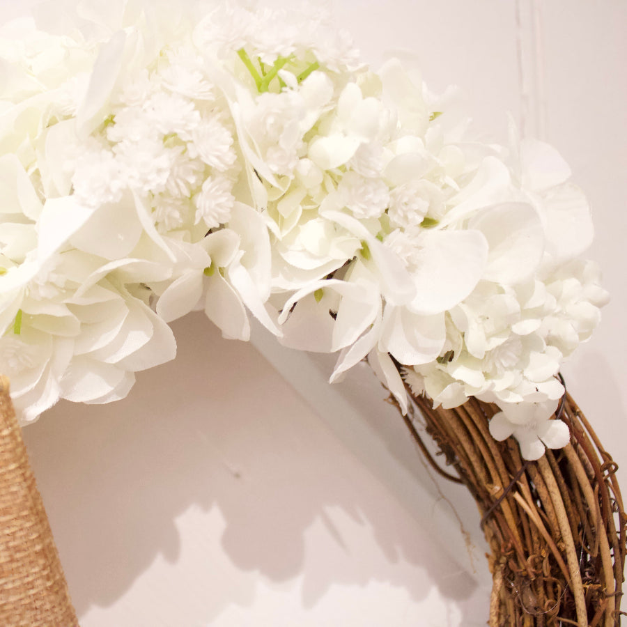 Handmade White Floral Grapevine Wreath