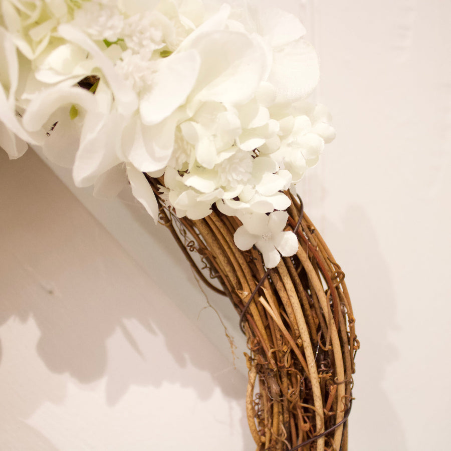Handmade White Floral Grapevine Wreath