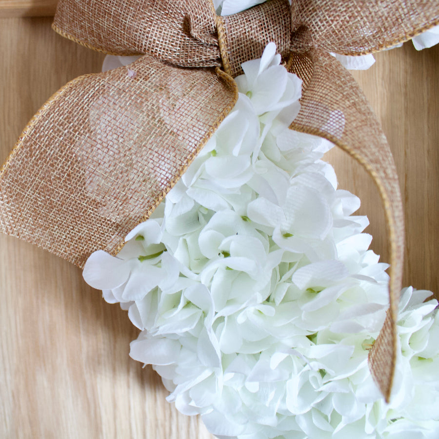 Handmade White Faux Hydrangea Wreath