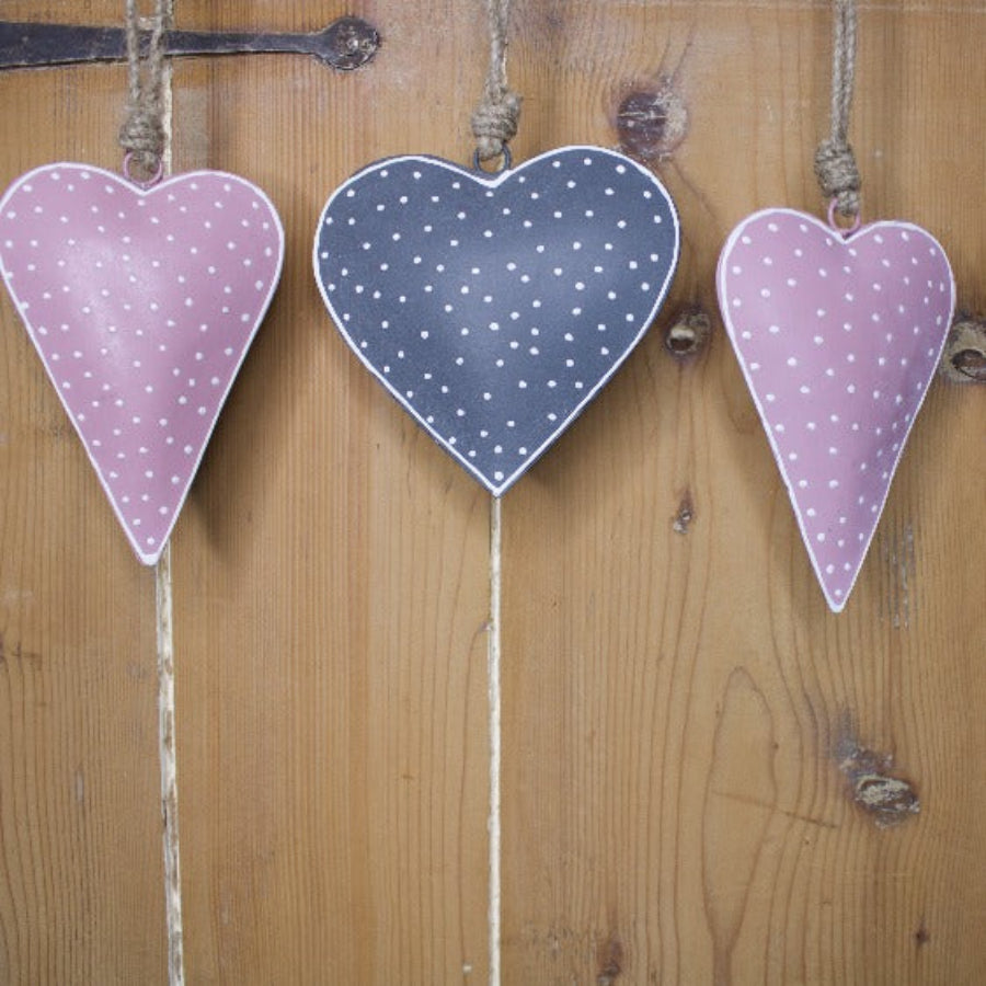 Pink Polka Dot Hanging Heart