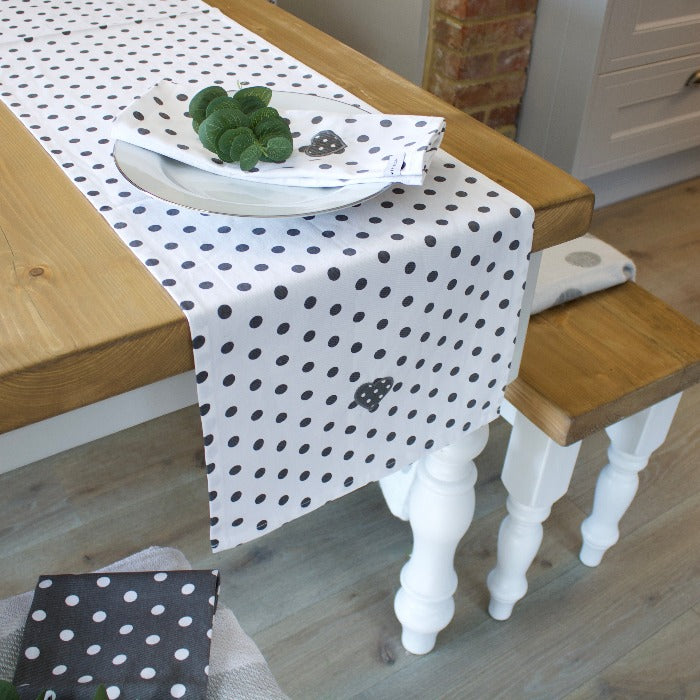 White Polka Dot Table Runner